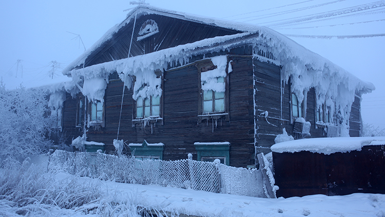 An ice covered house