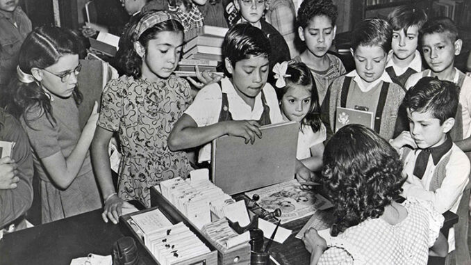 children at library